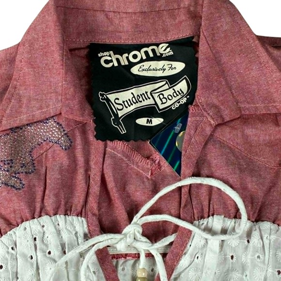 SMU Mustangs Womens Dress M Chic Western Cowboy Print Sequins Waist NEW MSRP $79 - Picture 3 of 6